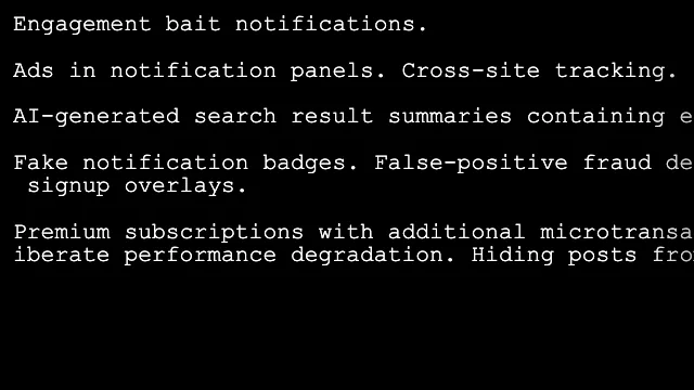 Preview of Enshittification in dark mode